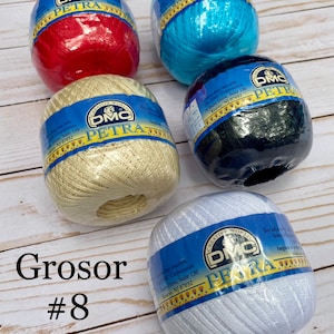 DMC Petra#8, Cotton 100%Mercerized, Crochet Thread, Tatting Thread, Skein Thread #8, Cotton Thread, Embroidery Thread