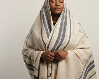 Christian Prayer Shawl for Women, Beige Cotton Tallit, Worship Covering, Spiritual Gift
