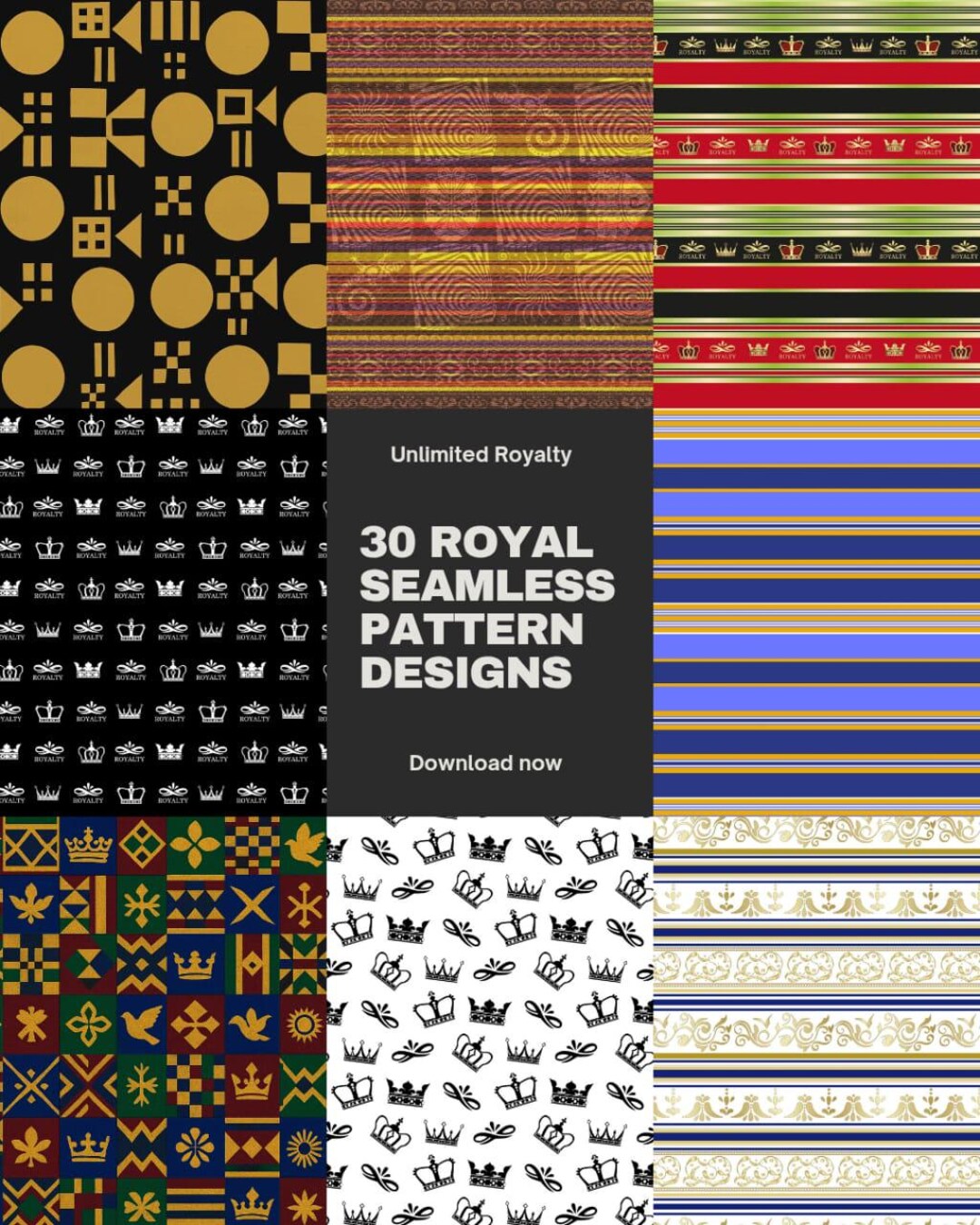 African Fashion Pattern Bundle: Royal Stripe Textile Designs (digital ...