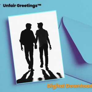 Tarjetas imprimibles LGBTQ+ Elegante aniversario y agradecimiento para parejas homosexuales - Love Milestones