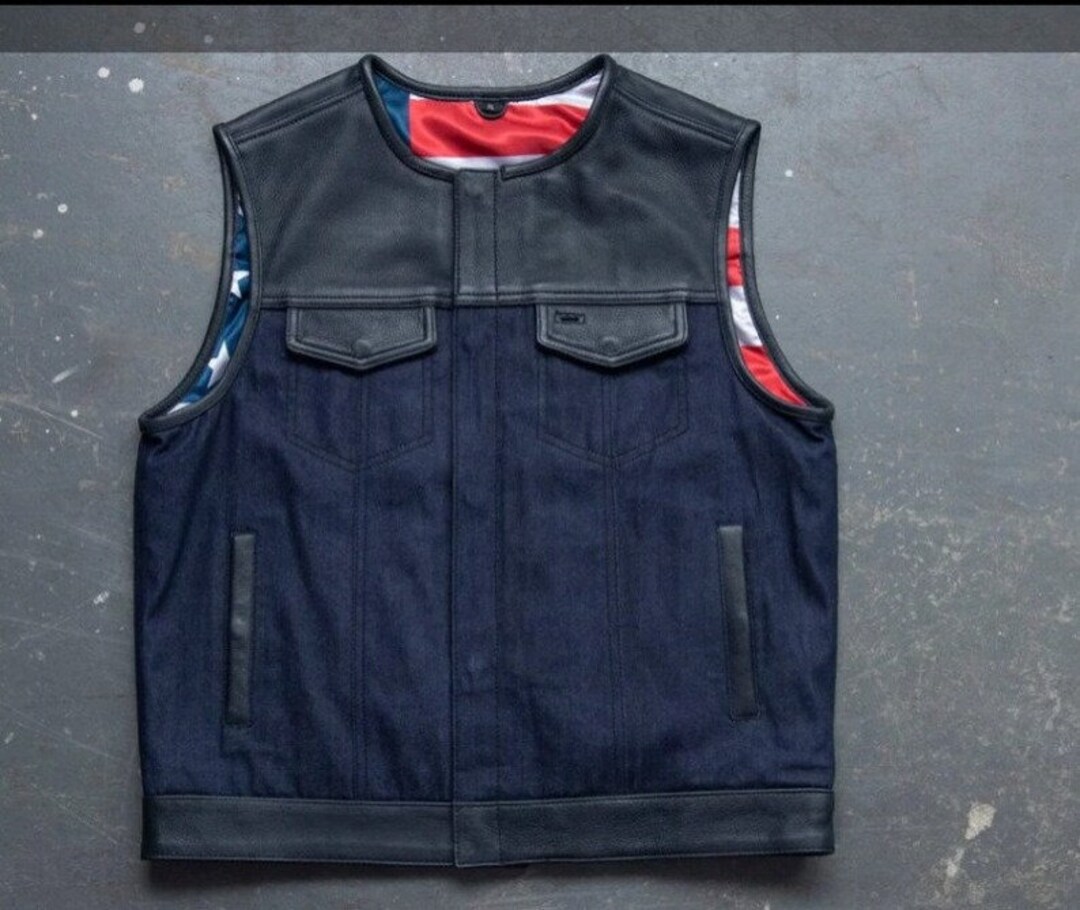 Leather Vest Black Leather Vest Denim Vest Leather Men Vest - Etsy