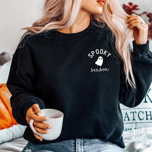 Spooky Season Sweatshirt, Crewneck Sweatshirt, Spooky Sweatshirt, Halloween, Ghost, Black, PSL, Pumpkin Fall, Cute and Scary, Autumn Sweater