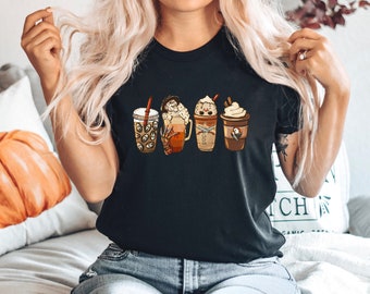 Horror Movie Coffee Latte Shirt, Halloween Drink Cozy Shirt, Horror Movie Tshirt, Halloween Shirt, Horror Hallowen Shirts, Spooky Season