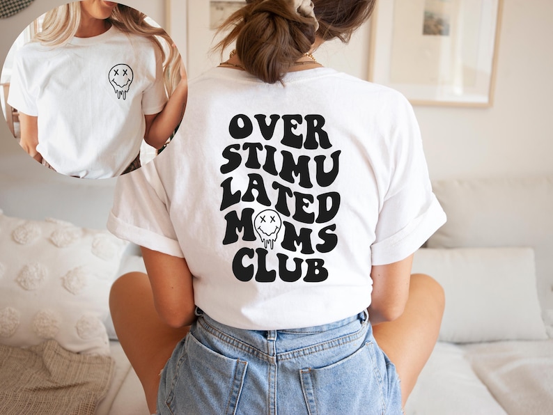 Chemise club des mamans surstimulées, T-shirts pour maman surstimulée, chemise maman rigolote, t-shirt club des mamans, chemise tendance, mamans anxieuses, chemise graphique amusante image 6