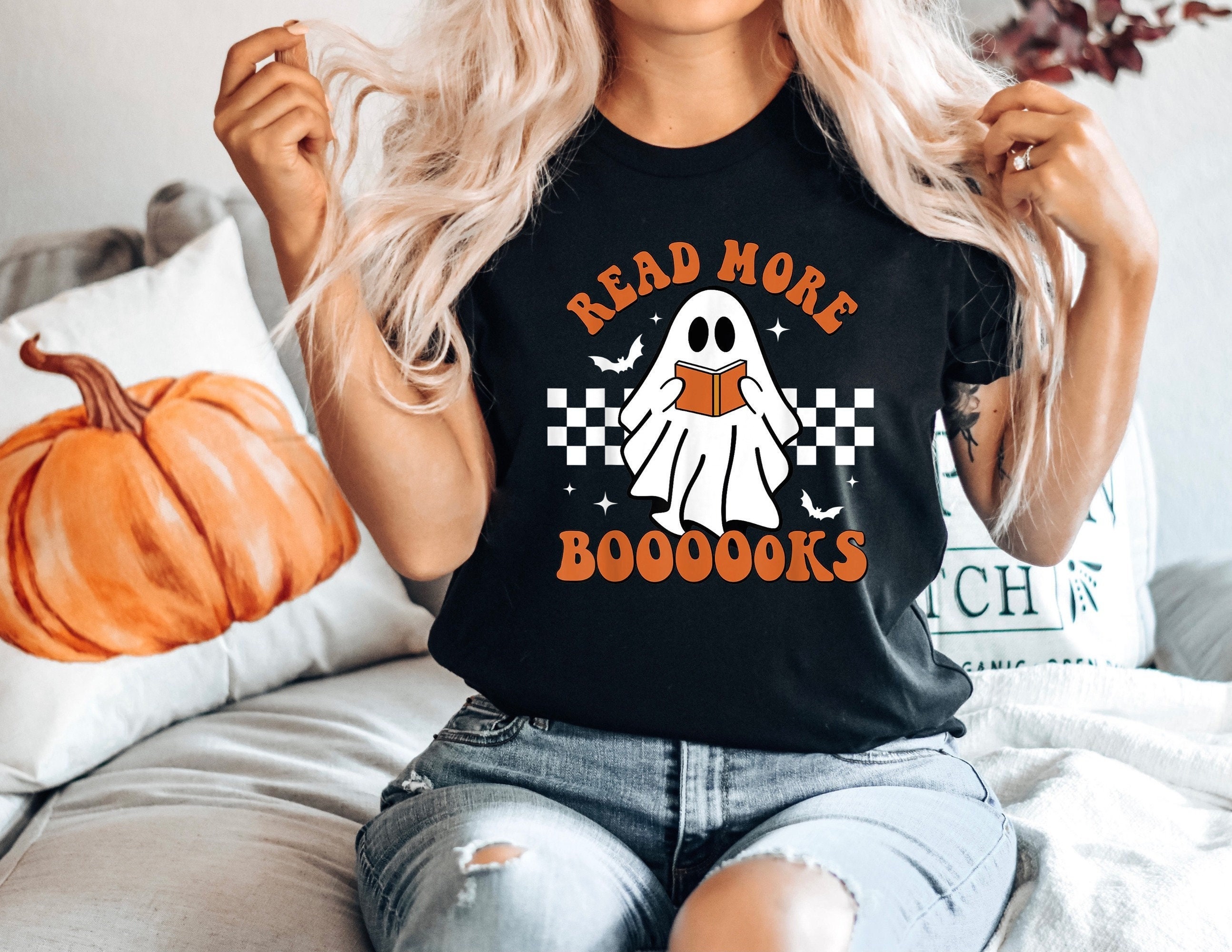 Teacher Halloween Shirt | Halloween Teacher, Read More Books, Spooky Teacher Ghost Shirt, Teacher Teams Shirt, Halloween Party, retro