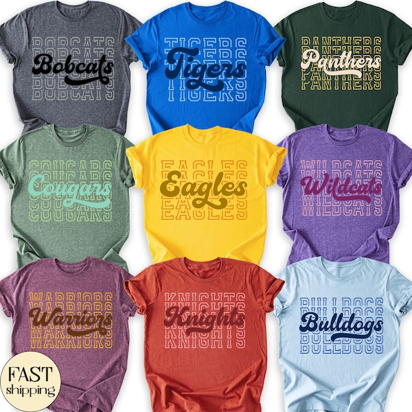 Custom School Mascot Shirt: School Spirit Wear Tshirt, Game Day Tee, Personalized Mascot Team Shirt, Football Season Shirt Baseball Mom Tee