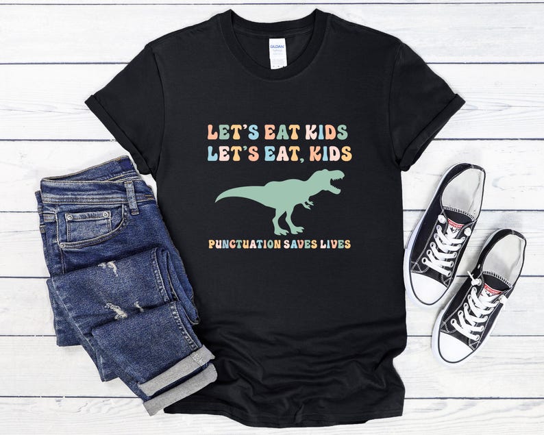 Funny Grammar Shirt, Punctuation Shirt, Lets Eat Kids Shirt, English Teacher Tee, Punctuation Saves Lives, Comma Saves, Back to School Shirt Bild 2