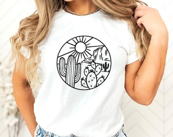 Desert Shirt, Cactus Plants, Cactus Shirt, Adventure Shirt, Arizona Shirt, Cactus Scene Shirt, Women Shirt