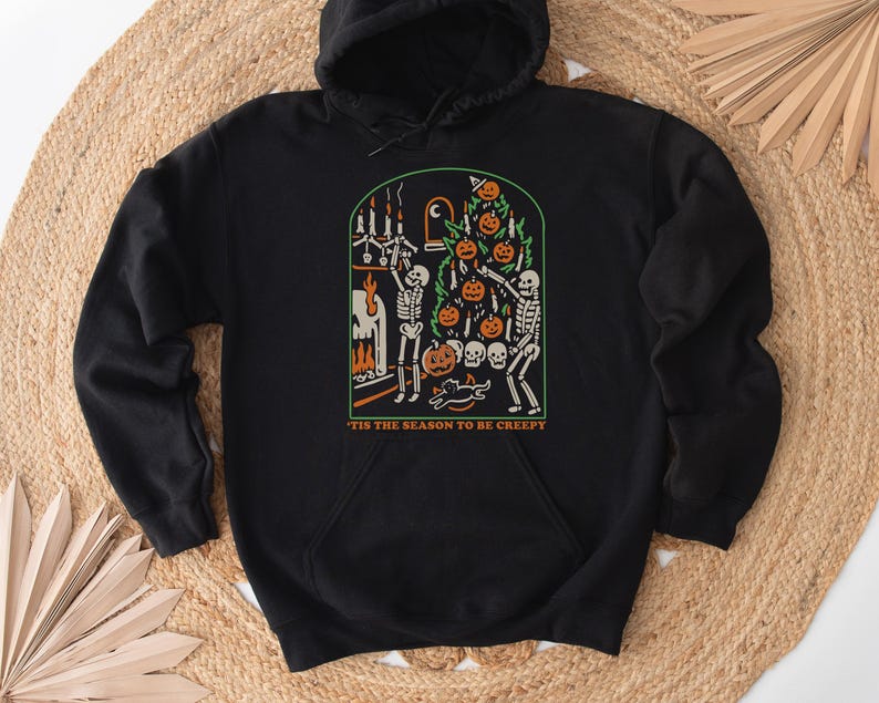 Tis the Season to be Creepy Sweatshirt, Dead Inside Hoodie, Skeleton Sweatshirt, Funny Spooky Sweater, Halloween Gift image 6