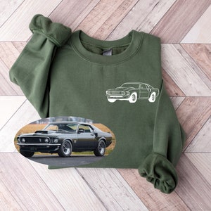 Pocket Custom Car Outline Sweatshirt, Custom Vehicle Sweater, Personalized Dad Gift, Custom Car Outline Sweater, Car Line Art Sweatshirt