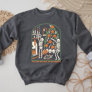 Tis the Season to be Creepy Sweatshirt, Dead Inside Hoodie, Skeleton Sweatshirt, Funny Spooky Sweater, Halloween Gift image 2