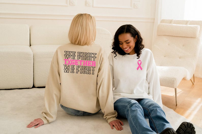 Together We Fight Breast Cancer Sweatshirt Cancer Awareness Hoodie Gift for Fighter Warrior Support October Awareness Month Pink Ribbon image 2
