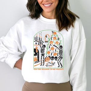 Tis the Season to be Creepy Sweatshirt, Dead Inside Hoodie, Skeleton Sweatshirt, Funny Spooky Sweater, Halloween Gift image 3