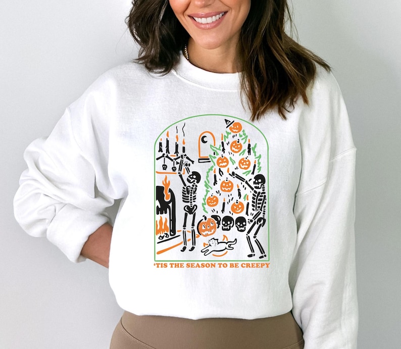 Tis the Season to be Creepy Sweatshirt, Dead Inside Hoodie, Skeleton Sweatshirt, Funny Spooky Sweater, Halloween Gift image 3