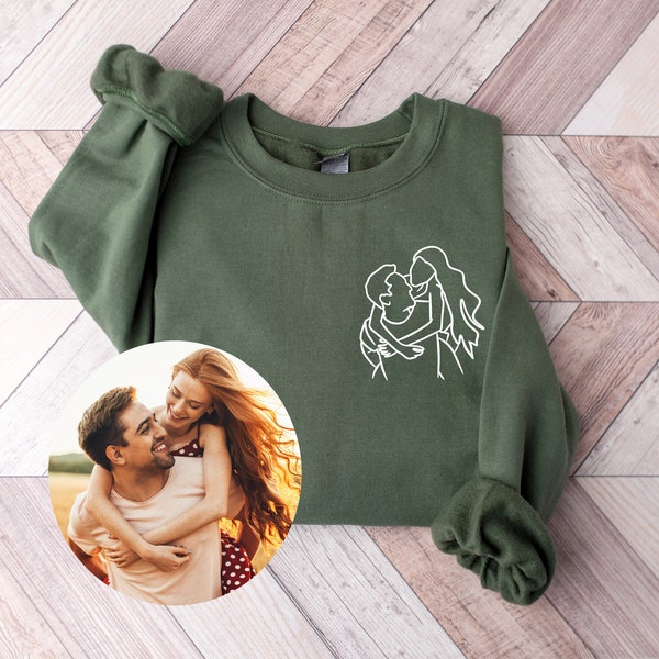 Custom Portrait from Photo Sweatshirt, Custom Couple Portrait Sweater, Personalized Photo from Portrait Sweatshirt, Custom Couple Gift