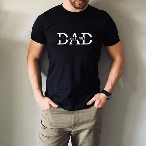 Custom Dad Shirt with Kid Names, Father's Day Gift, New Dad Tshirt, Personalized Dad T-Shirt, Custom Kids Names Shirt, Fathers Day Shirt