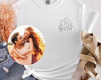 Custom Portrait from Photo Shirt, Couple Portrait Tshirt, Outline Photo T-Shirt, Custom Photo, Couple Shirt, Personalized Gift for Couples