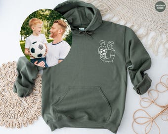 Father’s Day Hoodie, Dad Hoodie Custom Portrait From Photo Personalized Gift For Dad Birthday Gifts For Him Outline Sweatshirt From Daughter