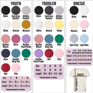 The image is a collage of three separate images, each depicting a different color and size of a t-shirt. The first image shows a black t-shirt, the second image shows a white t-shirt, and the third image shows a pink t-shirt. Each t-shirt has a different color and size, and the image also includes a chest measurement chart for the t-shirt.