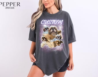 Comfort Colors Custom Bootleg Shirt, Personalized Pet Shirt, Custom Dog Shirt, Vintage Dog Shirt, Retro Personalized 90s Bootleg Dog T-Shirt