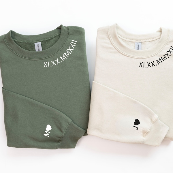 Custom Roman Numeral Sweatshirt, Personalized Date and Initial Sweater, Couple Crewneck, Engagements, Anniversaries, Bachelorette's