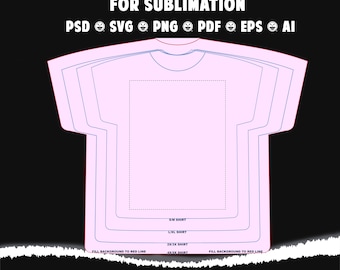 Modèle de conception de chemise All Over prêt pour la sublimation - SVG, PNG, PSD - Téléchargement instantané vierge