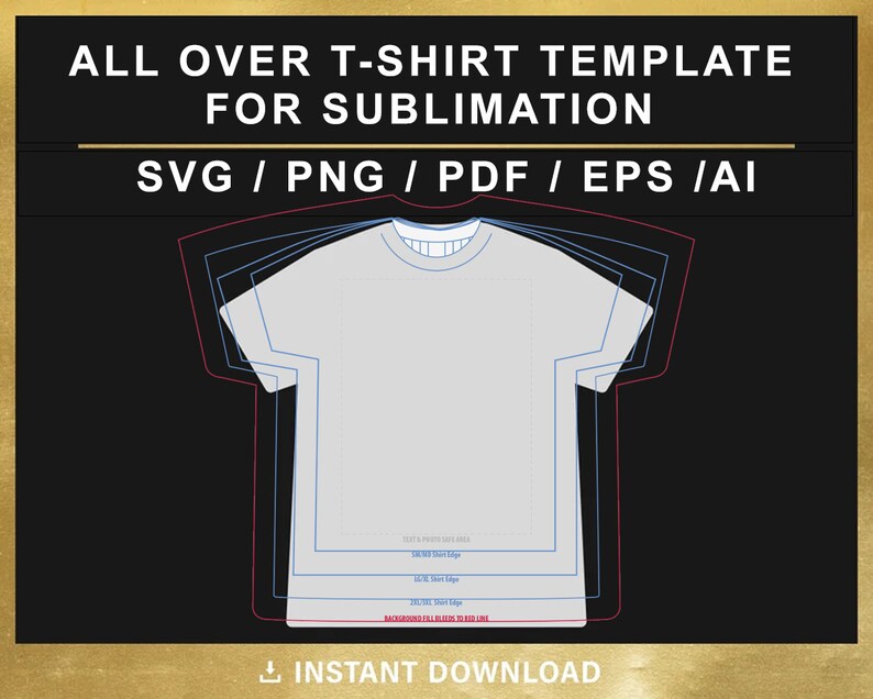 All Over Shirt Template for Sublimation Svg Png Psd Cut Etsy