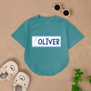 Personalized Easter Bunny Baby Romper Short Sleeves, Easter Rabbit Bodysuit, Bunny Spring Romper, 1St Easter Day Gift