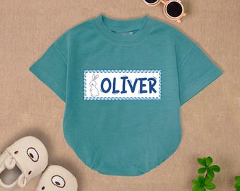 Personalized Easter Bunny Baby Romper Short Sleeves, Easter Rabbit Bodysuit, Bunny Spring Romper, 1St Easter Day Gift