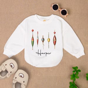 Personalized Summer Fishing Baby Romper Short Sleeves, Fishing Bobbers With Name Romper, Fishing With Daddy Bodysuit, Newborn Outfit