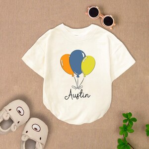 Personalized Balloons 1St Birthday Baby Romper, Birthday Baby Outfit, Colorful Balloons Baby Bodysuit, Birthday Boy Outfit