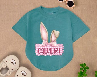 Personalized First Easter Baby Romper Short Sleeves, Easter Bunny Baby Bodysuit, Easter Baby Romper, Spring Baby Gift