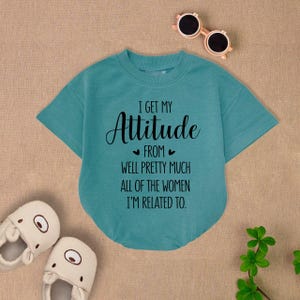 I Get My Attitude From Pretty Baby Romper Short Sleeves, I’m Related To Baby Bodysuit, Pregnancy Announcement Baby Romper