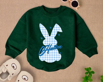 Personalized Easter Baby Romper Short Sleeves, Bunny Easter Bodysuit, 1St Eatser Baby Romper, First Easter Gift