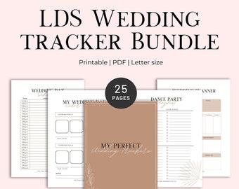 LDS Wedding Tracker Bundle, LDS Wedding Planner, Wedding Planner, Printable Wedding Planner, Wedding Tracker - Neutral