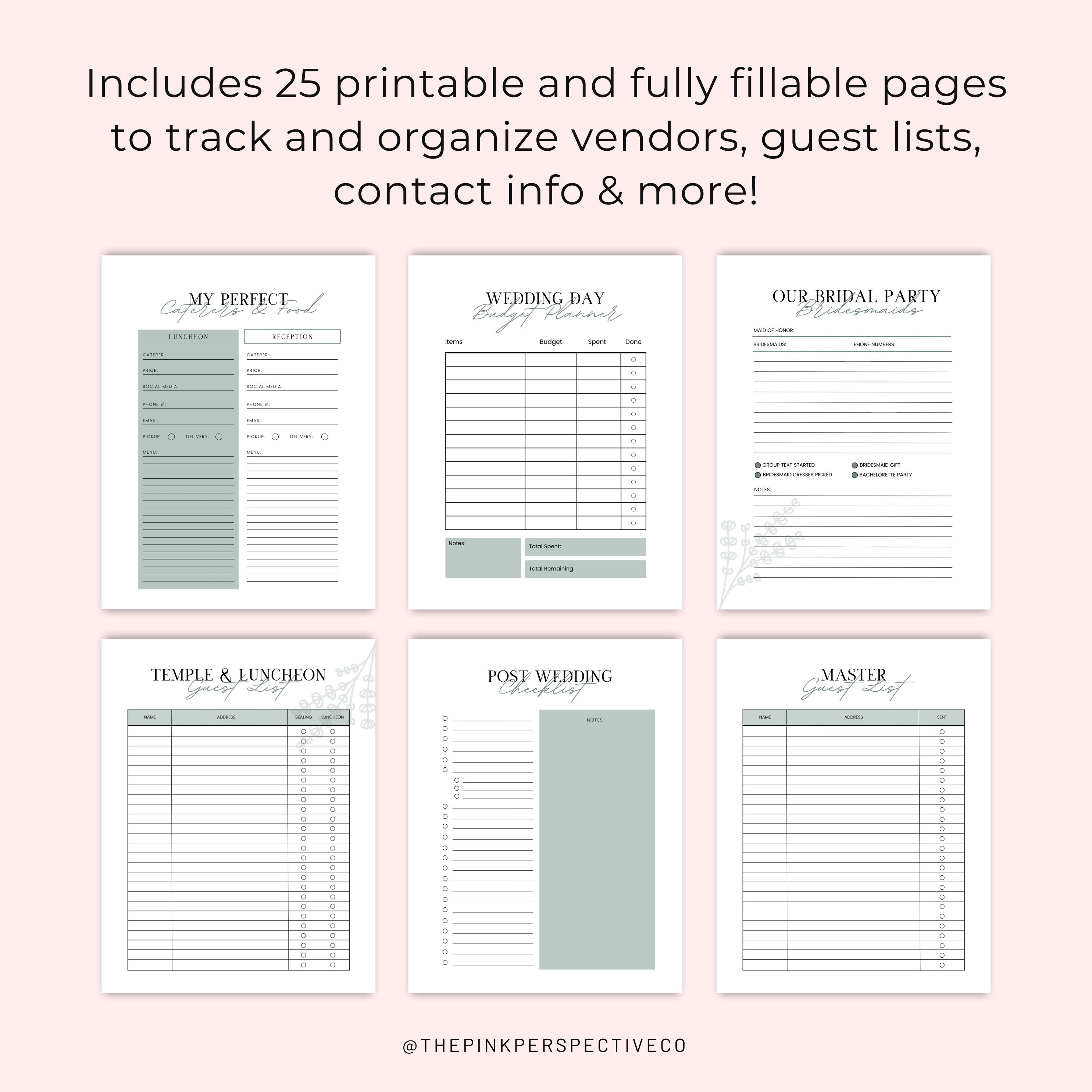 LDS Wedding Tracker Bundle, LDS Wedding Planner, Wedding Planner, Printable Wedding Planner ...