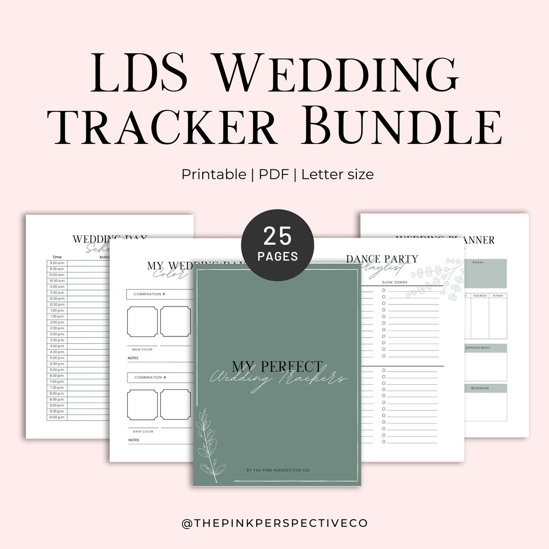 LDS Wedding Tracker Bundle, LDS Wedding Planner, Wedding Planner, Printable Wedding Planner ...