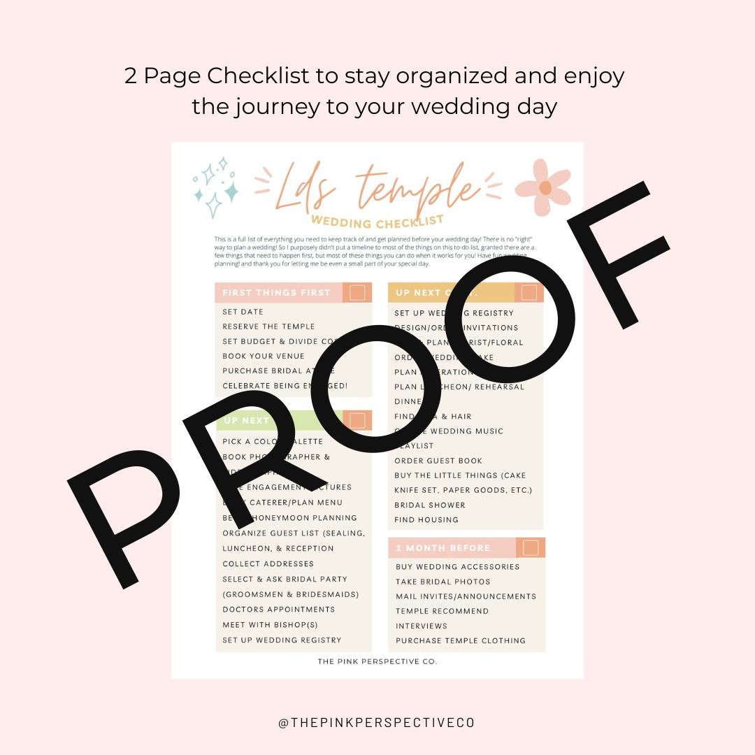 LDS Wedding Checklist | LDS Temple Wedding Checklist | Wedding ...