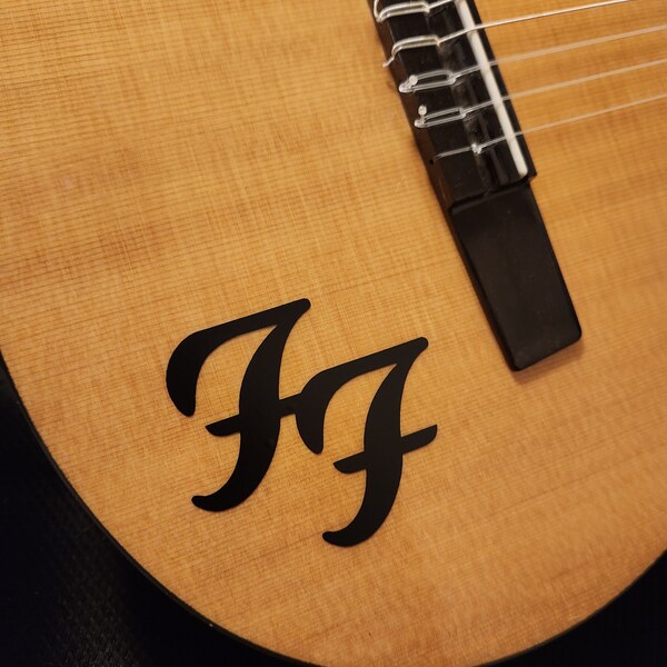 Foo Fighters Double F Logo, 3-inch, Black, White, Vinyl Sticker, Dave Grohl, Taylor Hawkins, Nate Mendel, Chris Shiflett