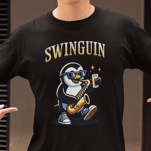 Pinguïn Shirt | Tekenfilm T-shirt | Schommelen | Muziek Shirt | grappig cadeau | Cadeaus voor vrienden