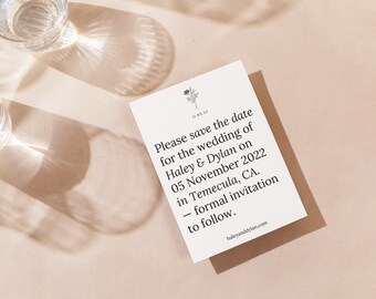 minimal save the date canva template — digital download