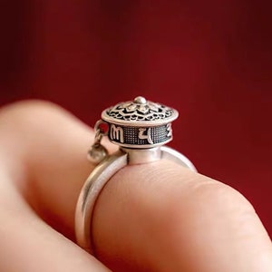 Tibetan Meditation Ring, Prayer Wheel Fidget Ring, Adjustable Buddist Ring, Anxiety Ring, Fidget Spinner Ring, Meditation Gift Yoga Ring
