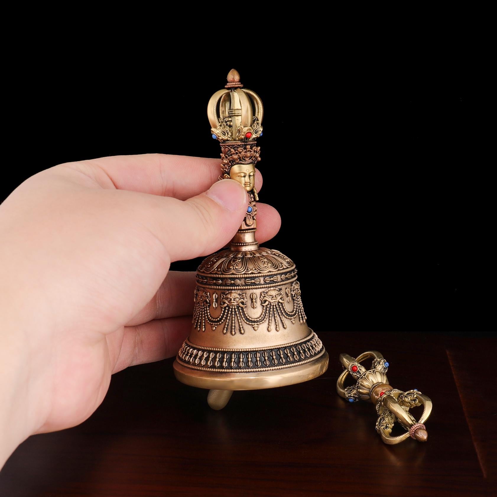 Tibetan Brass Vajra and Bell Set: Buddhist Meditation Decor - Etsy