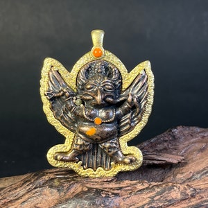 Tibetan Brass Garuda Amulet Pendant: Buddhist Altar Protector