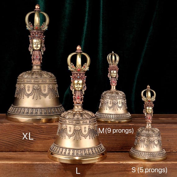 Tibetan Brass Vajra and Bell Set: Buddhist Meditation Decor - Etsy