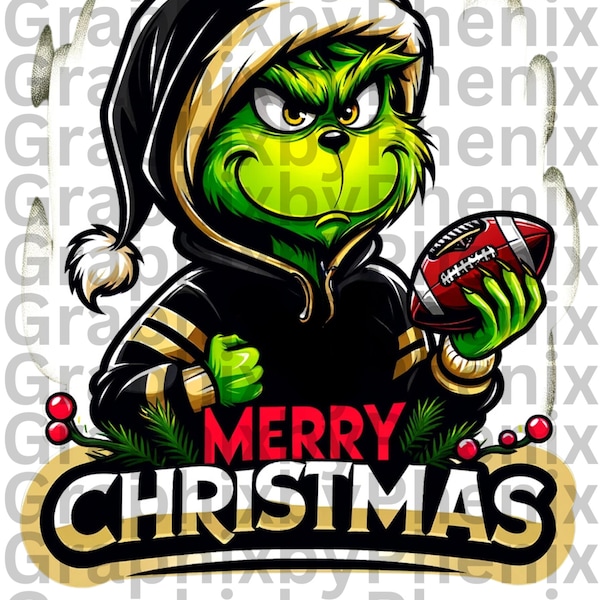 Merry Christmas Grinch in team colors- Saints