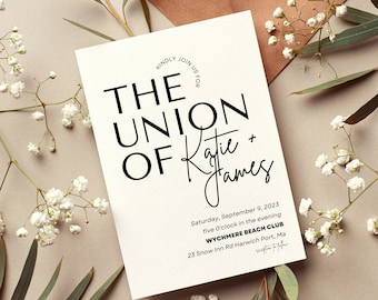 Boho Modern Wedding Invitation Boho Wedding Invitation Template Instant Download.Katie