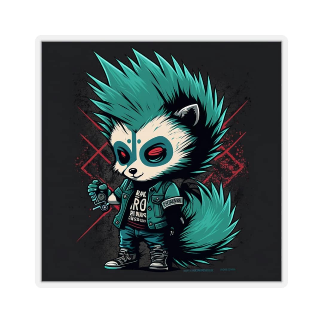 Kawaii Punk Rock Racoon (AI Created Image) Kiss-cut Stickers - Etsy