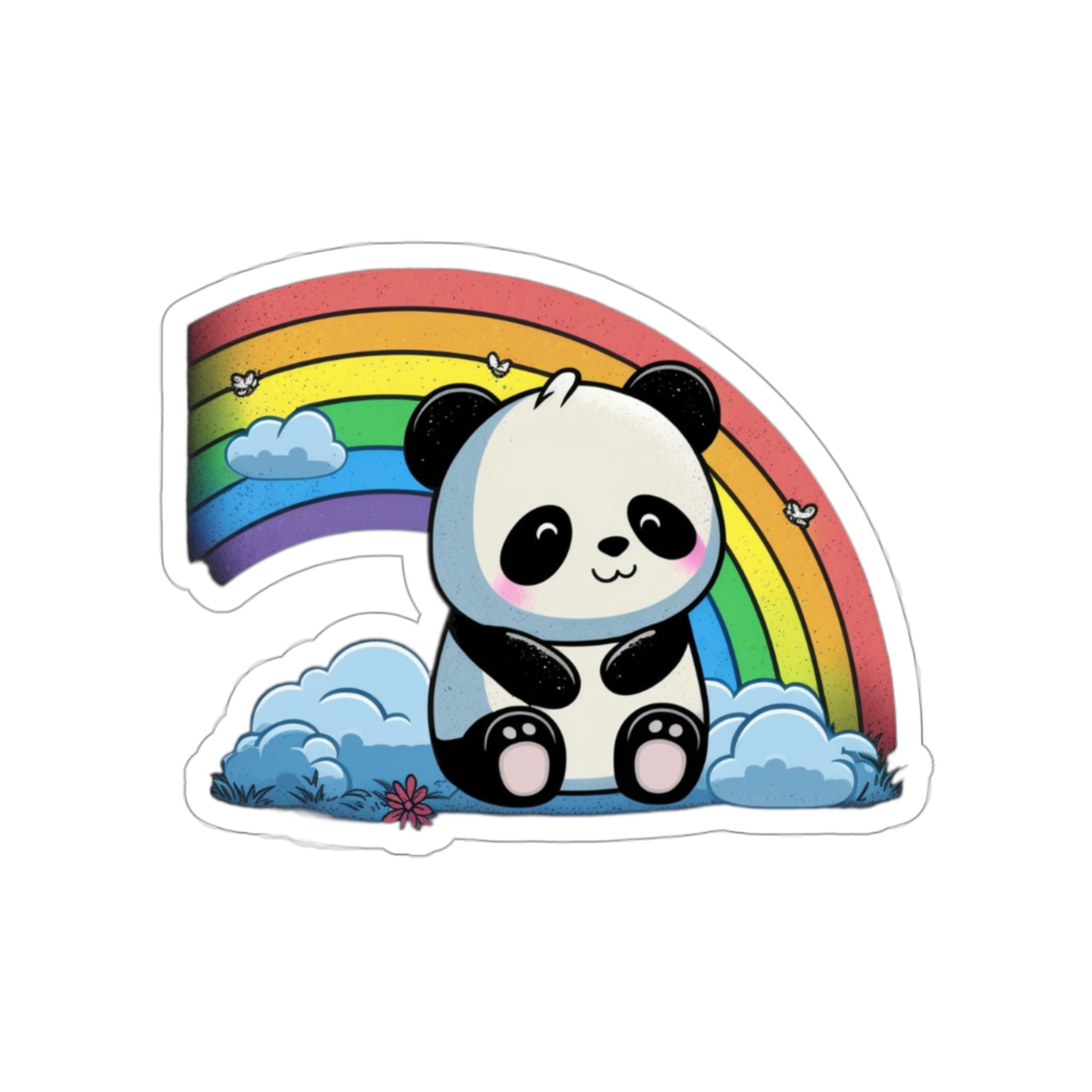 kawaii sticker, A cute Panda stirring, designed with colorful contours and  isolated. AI Generated 29227104 PNG