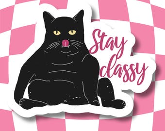 Black cat sticker, laptop sticker, gift for cat lover, planner sticker, sarcastic sticker, humorous sticker, cat mom sticker, cat lover